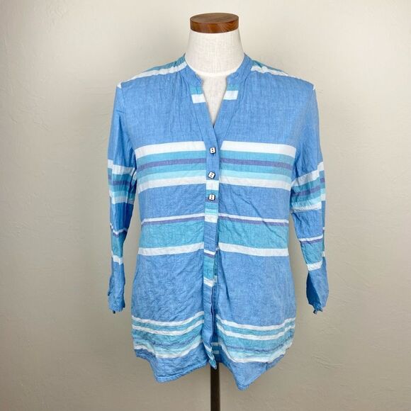 Habitat Blue Stripe Button-Up Shirt - Picture 1 of 6